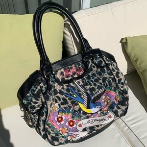 Ed Hardy Shoulder Bag | Black Leopard